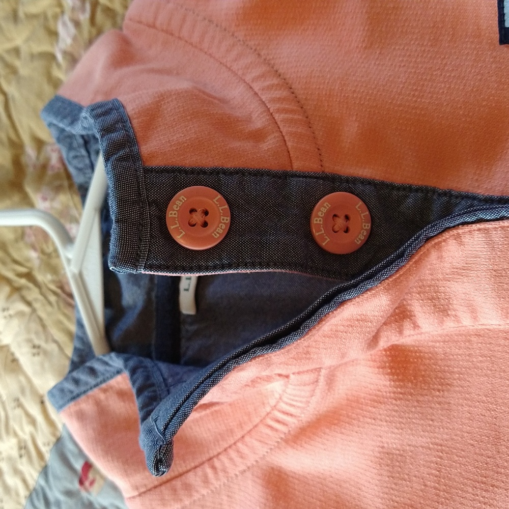 L.L Bean Women's X-Small Petite, Soft Cotton 4 Button Striped Rugby Pullover - Picture 7 of 8